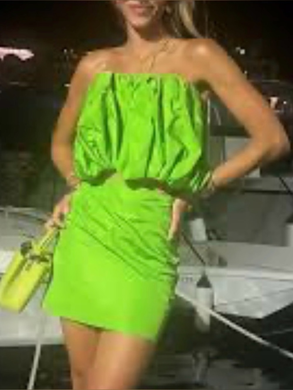 ZARA Limited Edition 2-piece set strapless bubble top, draped mini skirt Green S - Picture 13 of 13